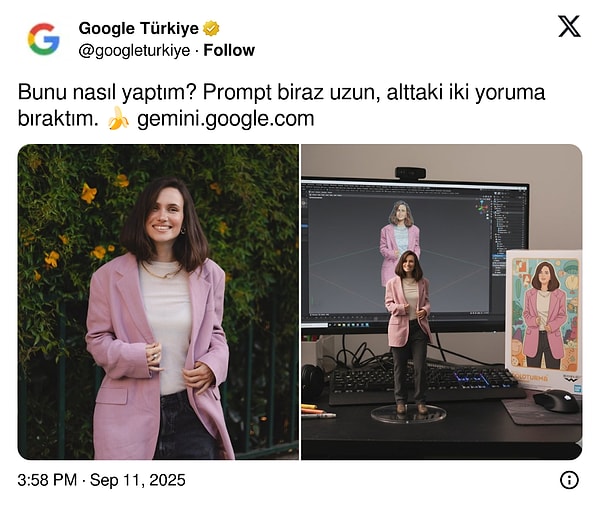 Sosyal medyada bu akımın viral olmasının ardından Google harekete geçti ve detaylı promptu paylaşma kararı aldı.