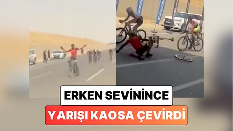 İran'da Yarışı Birincilikle Bitirmek Üzere Olan Bisikletçi Erken Sevinince Bütün Yarışı Birbirine Kattı