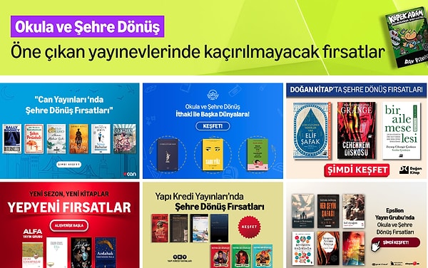Sevilen yayınevlerinde muhteşem fırsatlar bitmeden kitaplığınızı yenileyebilirsiniz.