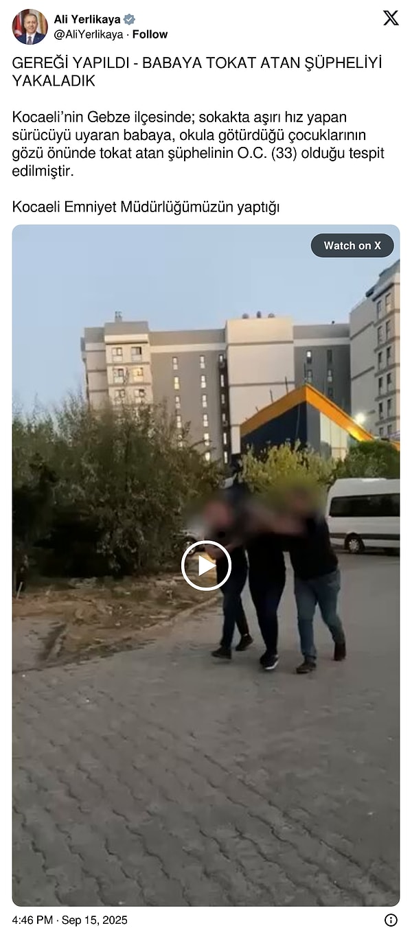 Babaya tokat atan saldırgan yakalandı.