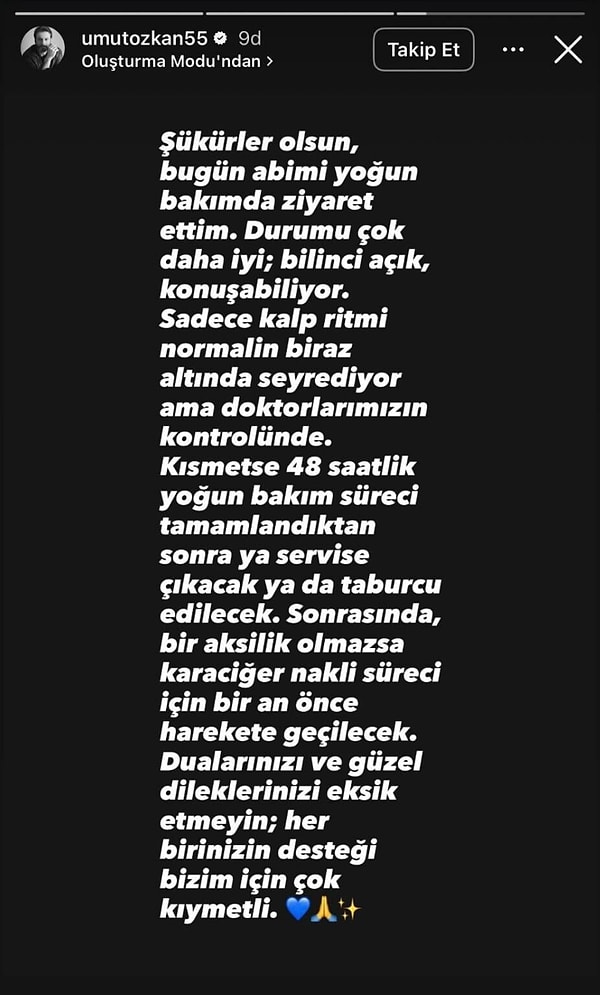 Ardından sosyal medya hesabından açıklamada bulundu: