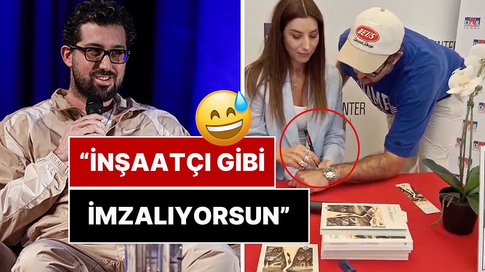 Doğu Demirkol, Arkadaşı Funda Karayel’in İmza Gününde Elini İmzalattı: “İnşaatçı Gibi İmzalıyorsun”