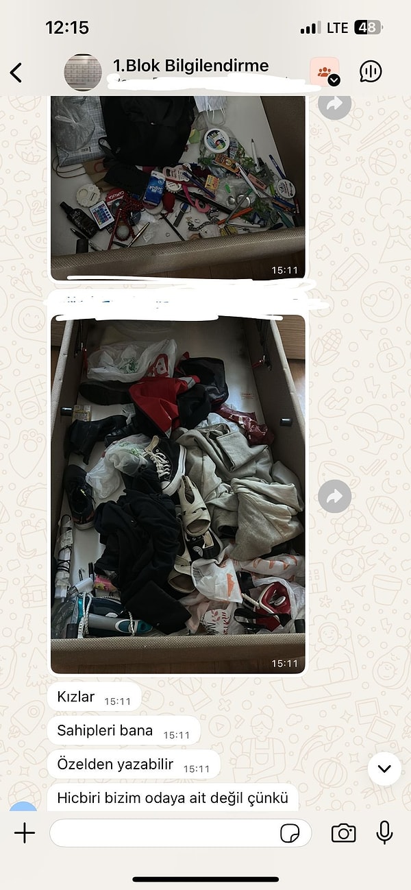 Öğrencilerin mesajlaşmaları bu şekilde.