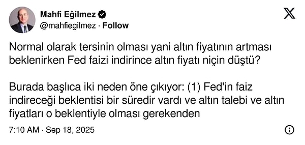 "Altın fiyatlarının düşüşüne dair iki neden öne çıkıyor..."