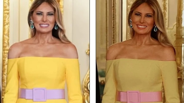 ABD Başkanı Donald ile Windsor Kalesi'nde düzenlenen bir devlet ziyafetine katılan First Lady Melania Trump’un taktığı kemer sosyal medyayı ikiye böldü.