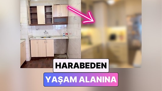 Bir Kadın Yaptığı Tasarımla Harabeden Yaşam Alanına Çevirdiği Mutfağının Değişimini Paylaştı