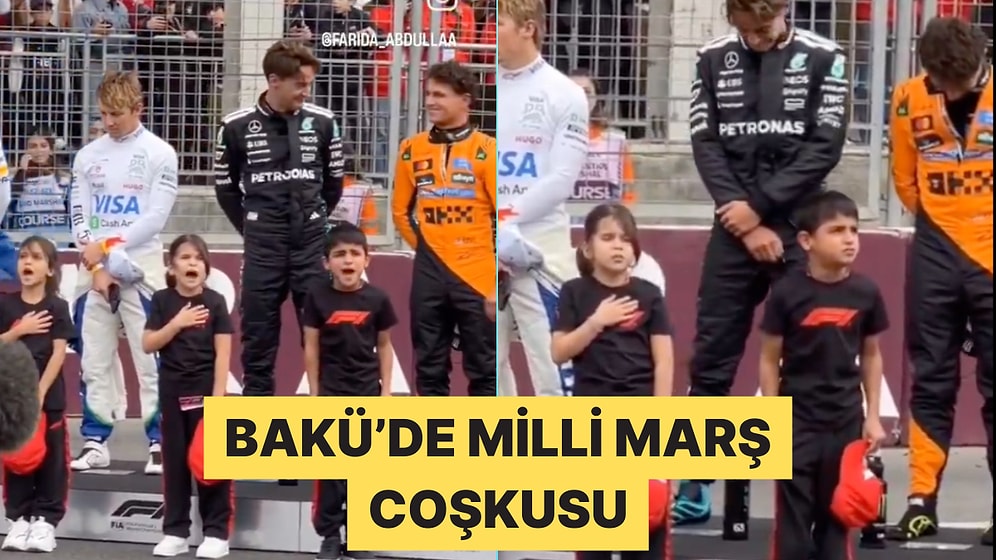 Formula 1 Pilotları Azerbaycan Milli Marşını Coşkuyla Okuyan Miniklere Kayıtsız Kalamadı