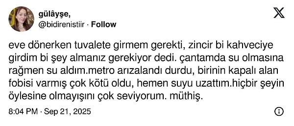 Bir kullanıcı, başından geçen bir olayı anlattı.