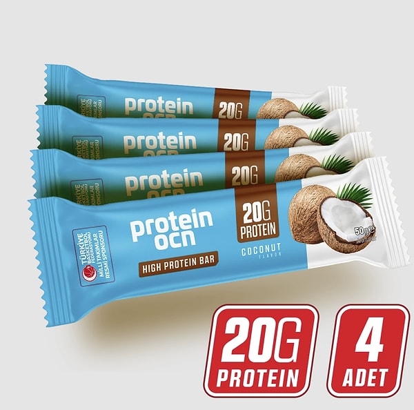 Protein Bar Coconut, yüksek protein oranı ve düşük şeker içeriğiyle sağlıklı atıştırmalık arayanlar için harika bir seçenek.