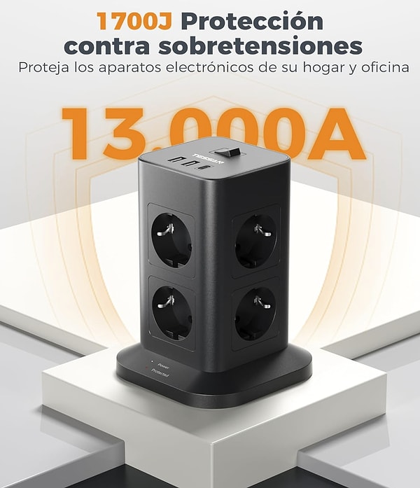 TESSAN 8 soketli, 2 USB ve 1 tip C, 2 M şebeke USB çoklu priz