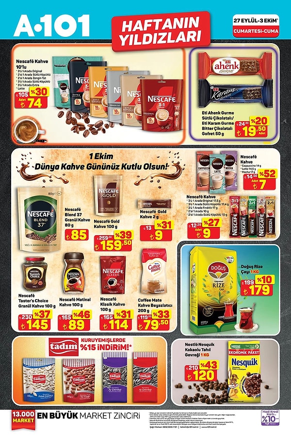 Nescafe Kahve 10'lu 74 TL