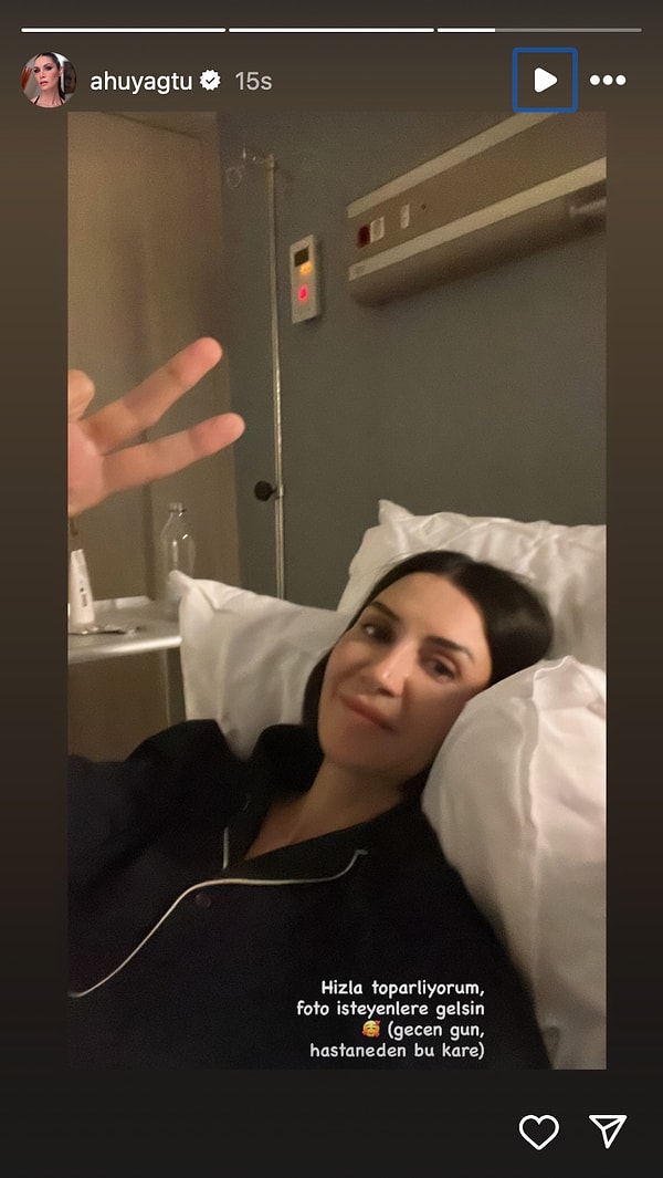Tedavi sürecinin ardından hastaneden paylaşım yapan Ahu Yağtu, son halini paylaşarak sevenlerini sağlık durumu hakkında bilgilendirdi.