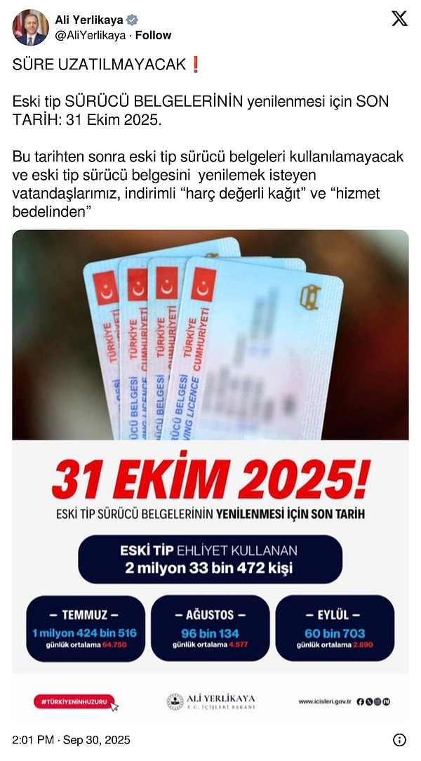 İçişleri Bakanı Ali Yerlikaya'nın açıklaması 👇