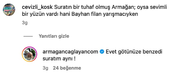Sosyal medyada bir kullanıcının Armağan Çağlayan’ın son haline yaptığı o yorumu şöyle bırakalım:
