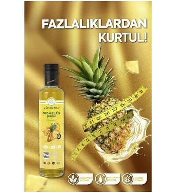 Son zamanlarda neredeyse herkesin dolabında görmek mümkün: Zühre Ana Bromelain Ananas İçeren Detox Şurubu.