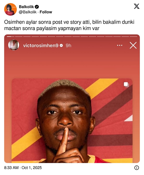 Paylaşım yapmaması da dikkat çekiciydi.