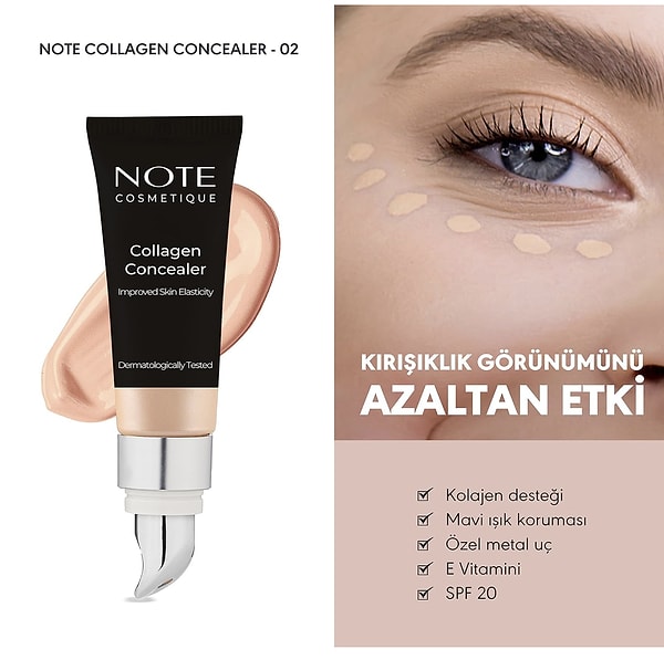 Note Collagen Concealer 02 Kolajen İçerikli SPF 20 Göz Altı Kapatıcısı
