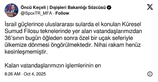 36 Türk vatandaşı bugün Türkiye'ye getirilecek.