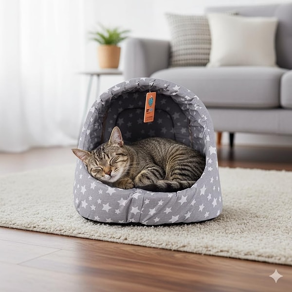 Kulaklı şekilde üretilen bu yatak, patili dostunuzun rahatça uyuyabileceği bir yuva görevi görüyor.