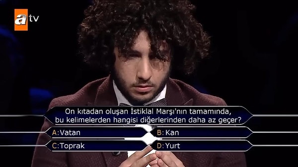 3. On kıtadan oluşan İstiklal Marşı'nın tamamında, bu kelimelerden hangisi diğerlerinden daha az geçer?