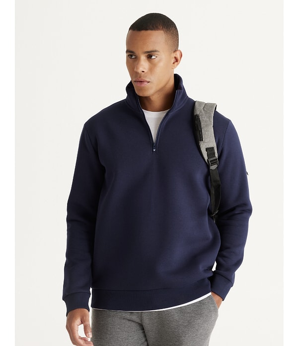 AC&Co / Altınyıldız Classics Erkek Lacivert Standart Fit Pamuklu Sweatshirt