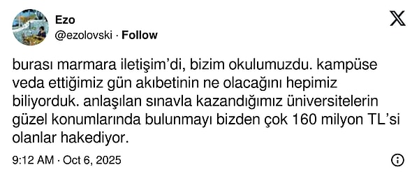 Eski bir öğrencinin görüşü şöyle;