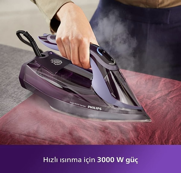 Philips 8000 Serisi Azur Buharlı Ütü OptimalTEMP Teknolojisi, ütü yapmayı hızlı ve zahmetsiz hale getiriyor.