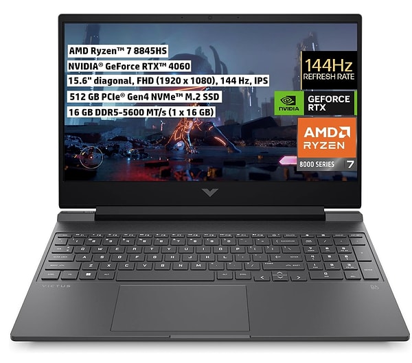 HP Victus – AMD Ryzen™ 7 8845HS, 16 GB DDR5 RAM, özellikle öğrenciler için ideal bir seçenek.