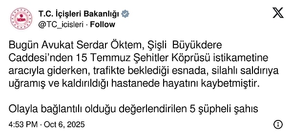 İçişleri Bakanlığı'ndan zanlılarla ilgili açıklama 👇