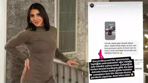 Spor yaptığı anları paylaşan Sabriye, kendisine gelen çirkin yorumu ifşaladı.