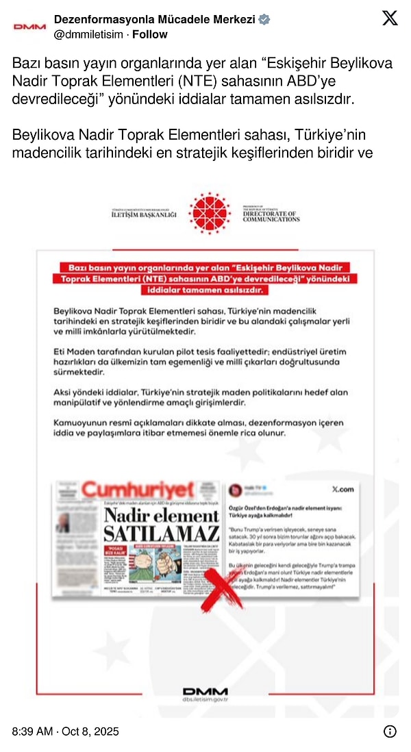 DMM’den Özgür Özel’in iddialarına yalanlama geldi. 👇