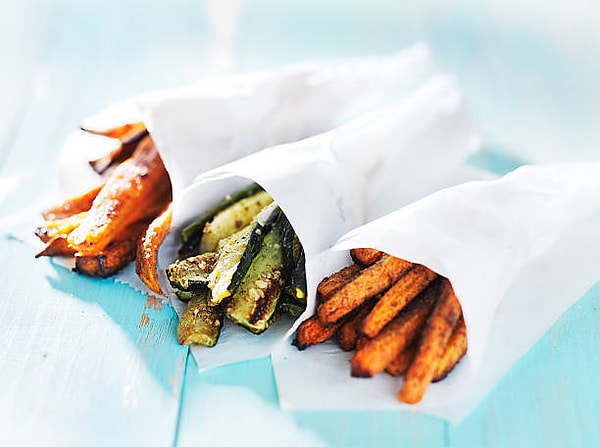 6. Havuç-Kabak Fries ve Limonlu Somon Parçaları