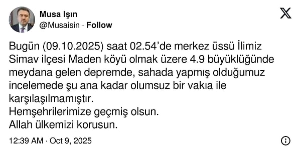 Vali Musa Işın: "Olumsuz durum yok."