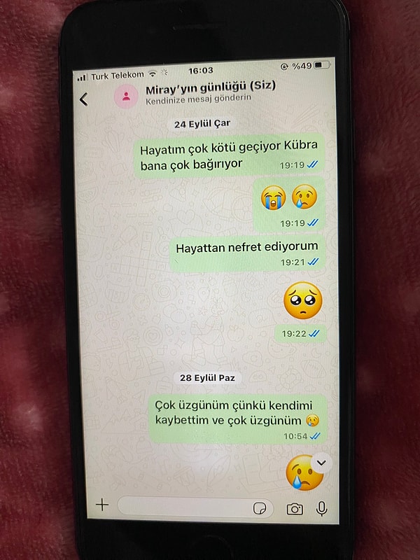 Bir kullanıcı, küçük kız kardeşinin telefonunda tuttuğu günlüğü paylaştı.