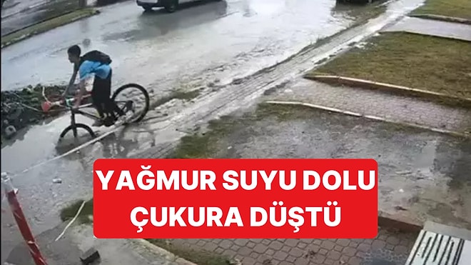 Hatay'da Lise Öğrencisi Bisikletiyle Yağmur Suyu Dolu Çukura Düştü