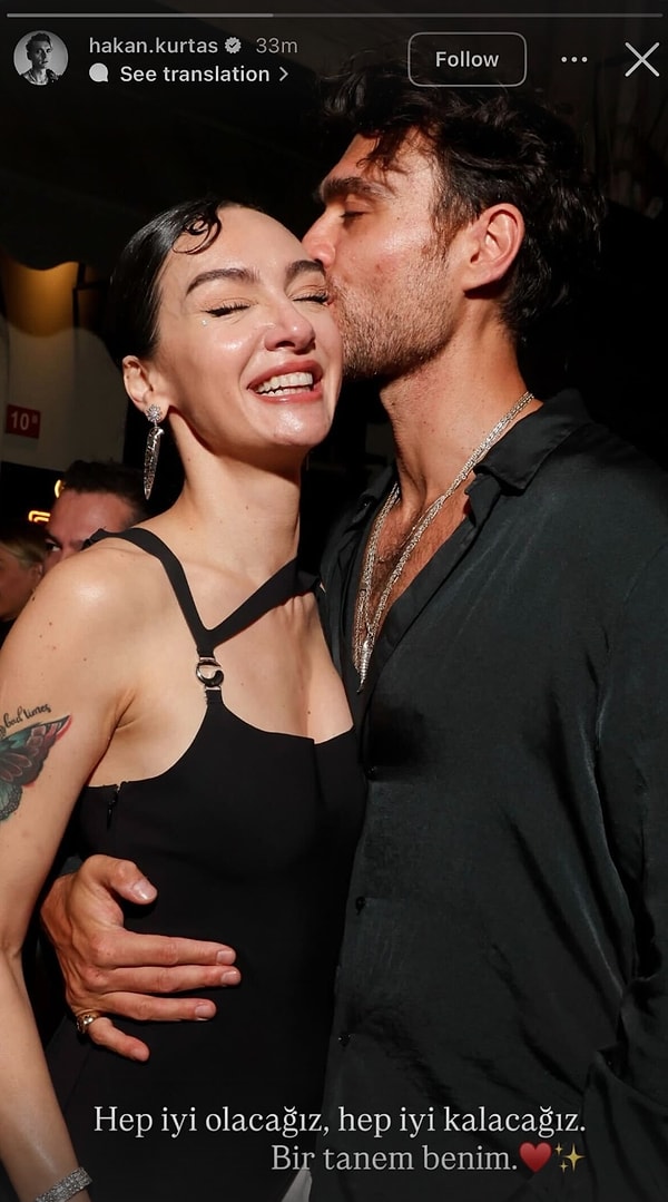 Birce Akalay'a sevgilisi Hakan Kurtaş da sosyal medya hesabından yaptığı paylaşımla destek gösterdi.