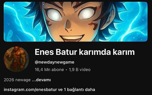 Bir diğer şoke eden gelişme de, Batur’un YouTube kanalının adını “Enes Batur Karım da Karım” olarak değiştirmesiyle gelmişti.