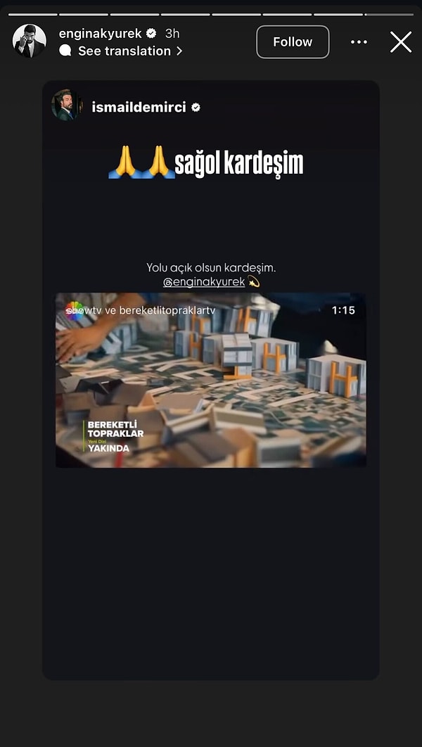 Sosyal medyada kısa sürede dikkat çeken ve ikilinin arasının kötü olduğu iddialarını doğuran o anların ardından İsmail Demirci ve Engin Akyürek hesaplarından yaptıkları paylaşımla yorumlara yanıt verdi.
