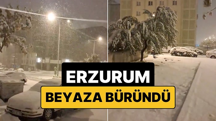 Yılın İlk Karı Etkili Oldu: Erzurum Lapa Lapa Yağan Karla Beyaza Büründü
