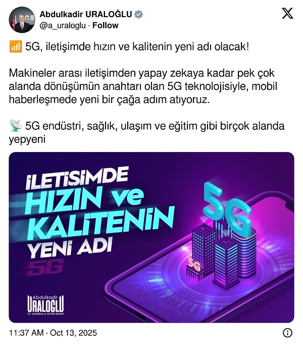 Bakan Abdulkadir Uraloğlu’nun açıklaması 👇