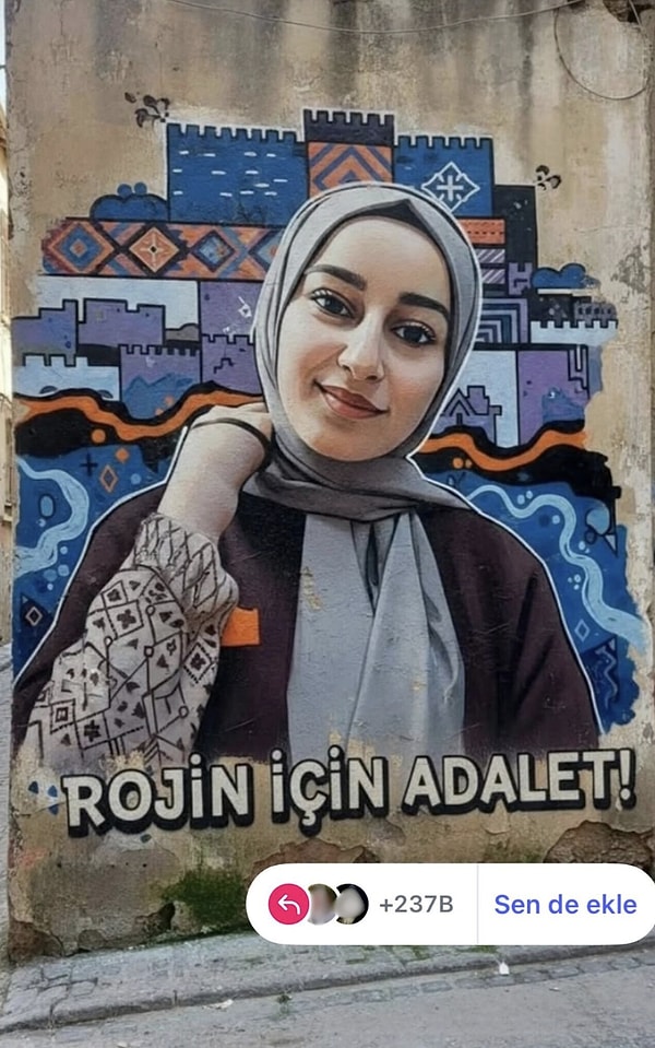 Rojin Kabaiş'e Adalet şablonu Instagram'da 200 binden fazla paylaşıldı.
