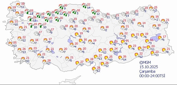 İç Anadolu, Ege ve Akdeniz’de ise hava sakin ve güneşli olacak.