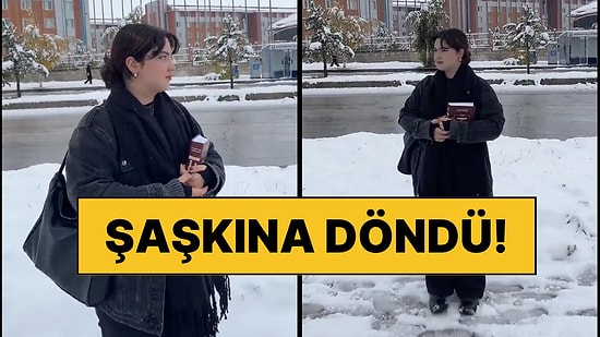 Erzurum'da Ekim Ayında Okula Gitmeye Çalışan Öğrenci, Kar Yağışı Sebebiyle Yaşadığı Şaşkınlığı Paylaştı