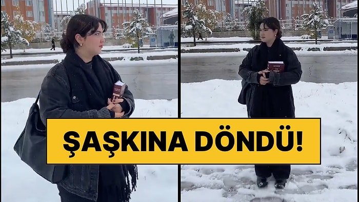 Erzurum'da Ekim Ayında Okula Gitmeye Çalışan Öğrenci, Kar Yağışı Sebebiyle Yaşadığı Şaşkınlığı Paylaştı