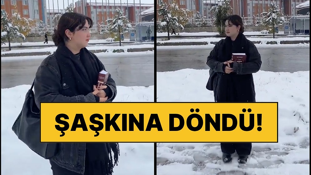Erzurum'da Ekim Ayında Okula Gitmeye Çalışan Öğrenci, Kar Yağışı Sebebiyle Yaşadığı Şaşkınlığı Paylaştı