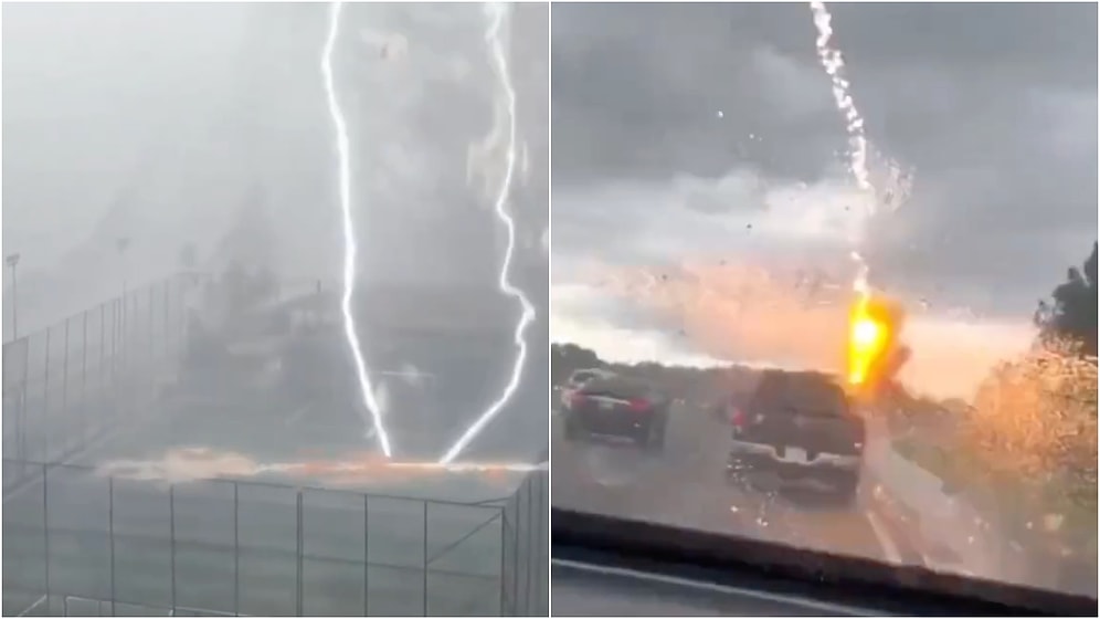 Moments of Intense Lightning Strikes Caught on Camera