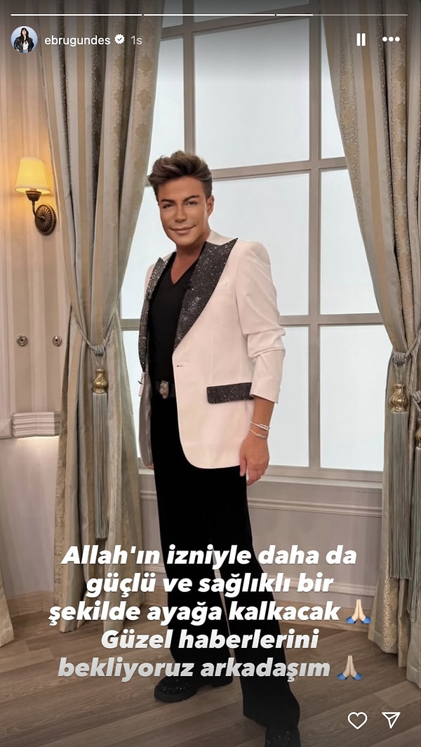 Yakın dostu Fatih Ürek'in haberini duyunca hemen harekete geçen Ebru Gündeş, sosyal medya hesabından bir paylaşımda bulundu.