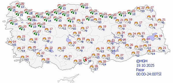 19 Ekim Pazar Hava Durumu 👇