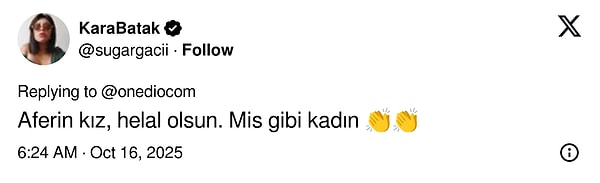 “Good for her, well done! What a gorgeous woman 👏👏”
