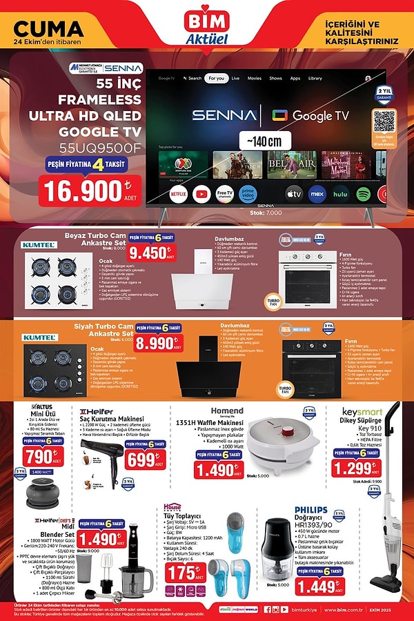 Senna 55" Frameless Ultra HD QLED Google Tv 16.900 TL